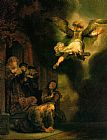 Rembrandt Famous Paintings - The Archangel Leaving the Family of Tobias